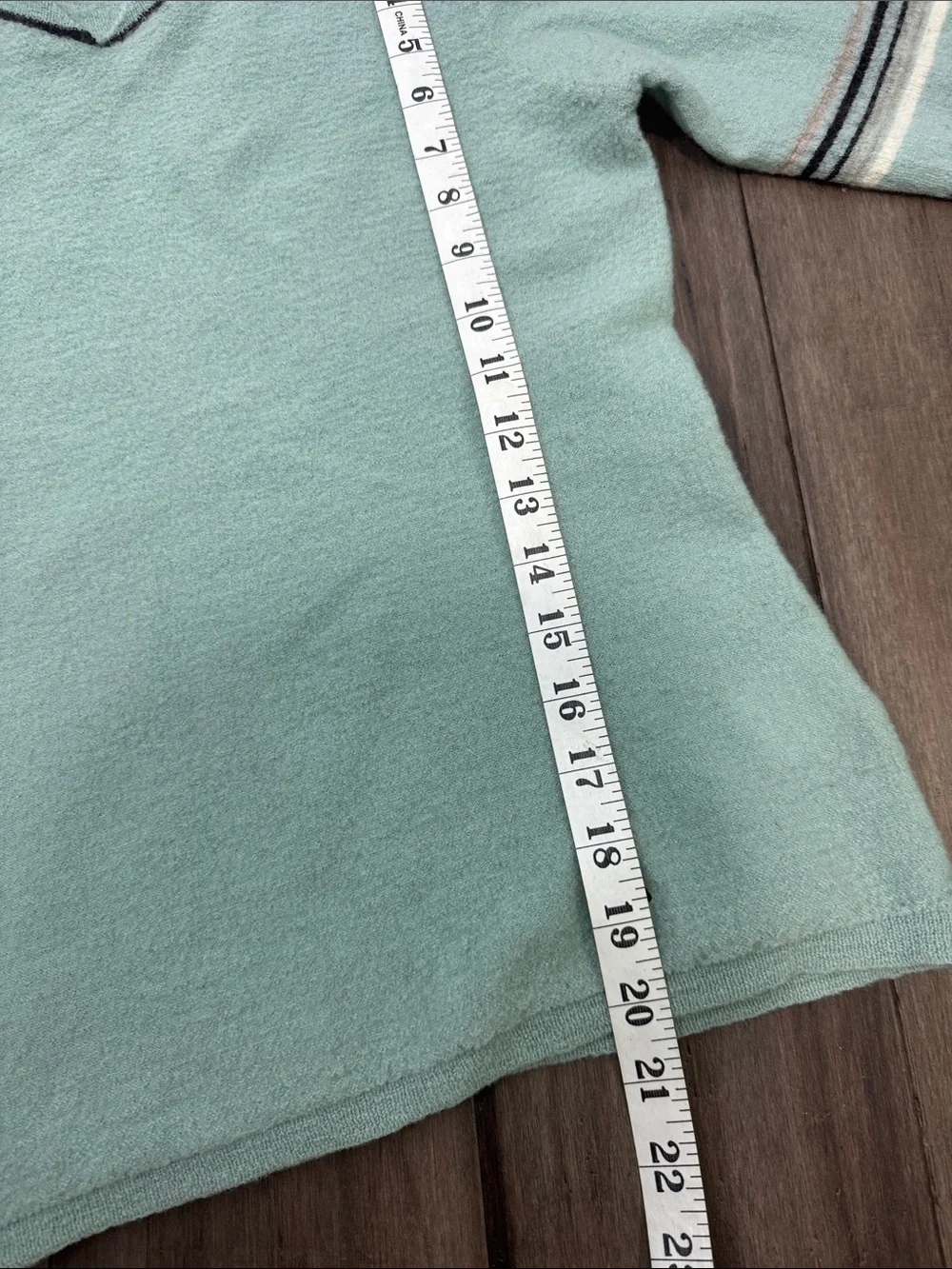 Smartwool Women's Light Teal V-Neck Sweater with Striped Sleeve‎ Detail